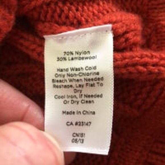 Talbots Lambswool Blend Cardigan shawl collar leather front closing size medium - Picture 10 of 10